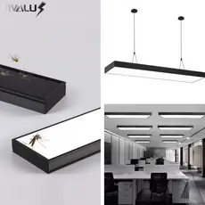 Pendente Escritório Led Linear 4000k Retangular Plafon Sobrepor Preto Bivolt 60cm 90cm 120cm 54W