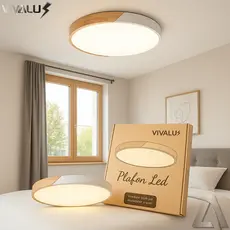 Plafon New Meio Madeira Com Metal 3 Cores Em 1 Luminária Amadeirada Wood Moderno Clean LED Plafon