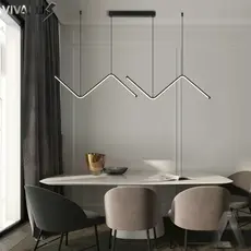 Luminária De Teto Lustre Pendente Raio Sala De jantar Led Geometria NN Mininalista Dourado Preto