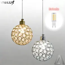 Lustre Pendente Globo Cristal Brilhante Lustre Bolinha Bola Lavabo Gold G9 BQ 7W Luminária Elegante