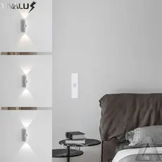 Luz Noturna Arandela De Parede Com Sensor Recarregável Lâmpada de Parede Magnética 2 Fachos LED
