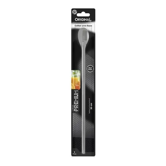 2 Colheres Bailarina 30Cm Para Mexer Suco Drinks Leite Copo Jarra Comprida Aço Inox Original Line