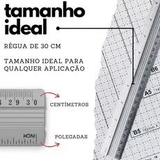 Régua De Alumínio Escola Trabalho 30cm Escritório Papelaria Qualidade Faculdade Cortes e Costura e Projetos Diy