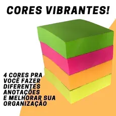 Kit Bloco De Notas Autoadesivo Stickynote 4 Cores Coloridas 100 Folhas
