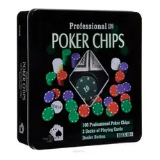 Professional Poker 100 Chips Numeradas + 2 Baralhos e 1 Dealer Button