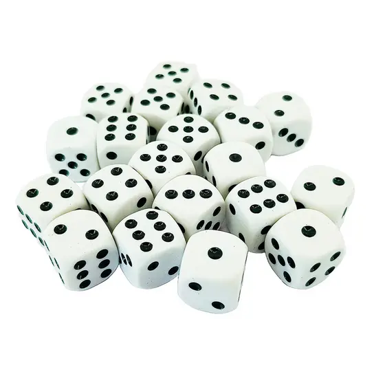 Conjunto com 20 Dados Kit para Jogos de Tabuleiro Cartas RPG 16mm Preto Tradicional Mesa 6 Lados