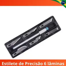 Estilete de Precisão 6 Lâminas Estojo de Estilete Bisturi Artesanato Estilete de Inox