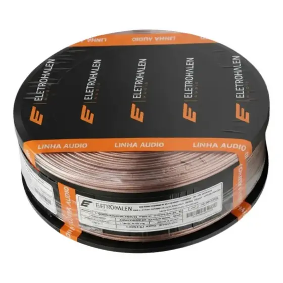 Cabo Fio Paralelo Cristal 2x2,5mm Rolo 50m Som Automotivo Home Theater Polarizado Halen Inmetro