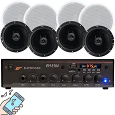 Kit Som Ambiente Bluetooth 2 Zonas + 8 Caixas De Som Coaxial Amplificador