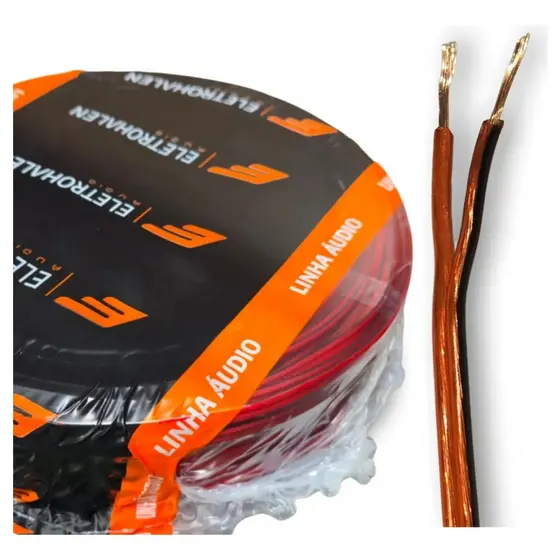 Cabo Paralelo Uniflex 2x0,75mm2 Bicolor Rolo 100m Para Som Automotivo E Som Ambiente Caixas De Som
