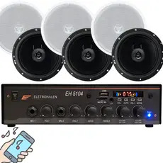 Kit Som Ambiente Bluetooth 2 Zonas + 6 Caixas De Som Coaxial Sistema de Som Receiver Central