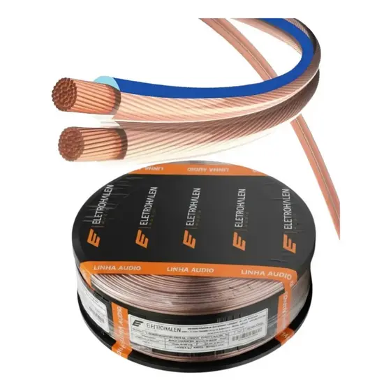 Cabo De Som Paralelo Cristal 2x1,5mm Rolo 50m Caixa De Som Home Theater Automotivo Certificado