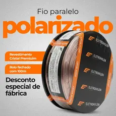 Cabo Fio Paralelo Cristal 2x1,5mm Rolo 100m Som Automotivo Home Theater Polarizado Halen Inmetro