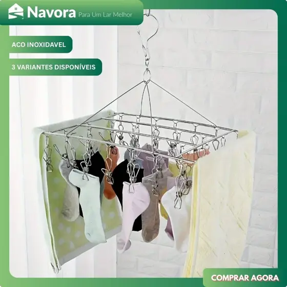 Cabide com Prendedores para Meias e Roupas Íntimas Organizador Secador de Roupas