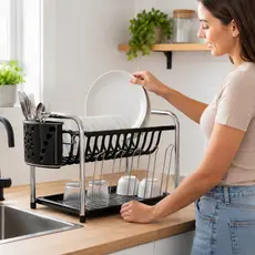 Escorredor De Louça Triplo Grande Prato Copo Talheres Inox Cozinha Bancada