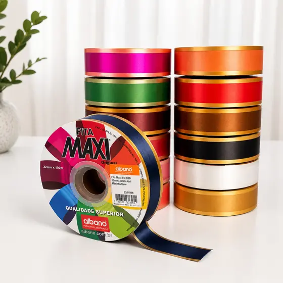 Fita 3D  Maxi Albano  32mmX100m Laço Presente Decoração Embalagem Diversas Cores