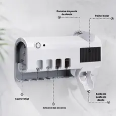 Dispenser Automático Pasta De Dente + Suporte Escova Uv