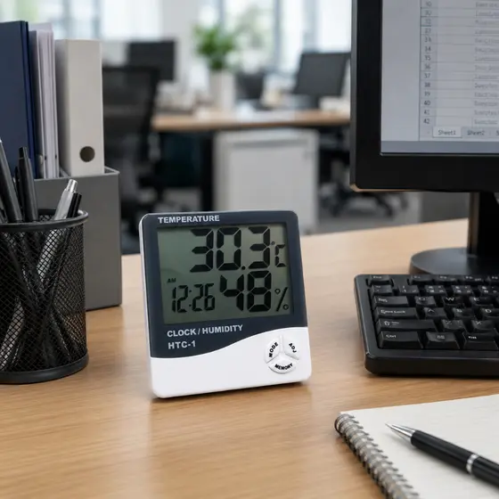 Termo Higrômetro Medidor Temperatura Umidade Relógio Digital