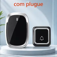 Campainha Externa Sem Fio Com Alcance De Ate 100 M Branca com Dourado, Preto e Branca com Azul