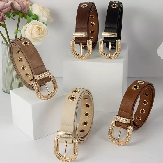 Cinto feminino com fivela metálica moda e versatilidade