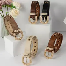 Cinto feminino com fivela metálica moda e versatilidade