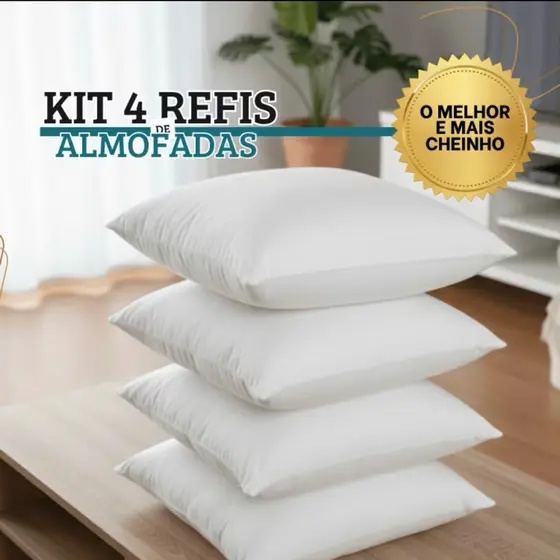 Refil Enchimento Almofada Premium kit com 4. Entrega Imediata.
