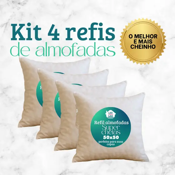 Enchimento Refil  para almofada  kit com 4 Super Cheio  espuma 50x50. Entrega Rápida.