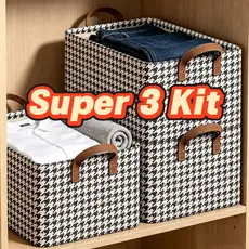 KIT 3 Caixas De Armazenamento De Roupas Dobrável Multiuso