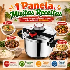 Panela de Pressão Inox 304 Antiexplosão Gás e Indução Cozimento Rápido Uso Doméstico