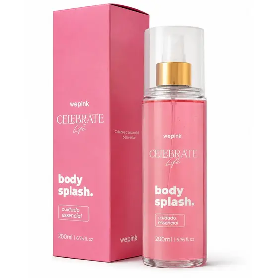 Body Splash Celebration Life Feminino 200ml Spray Corporal Fragrância Suave Longa Duração Rosa