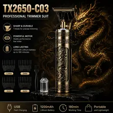 Máquina de Cortar Cabelo Barbeiro Profissional Dragão Elétrica Bateria Recarregável