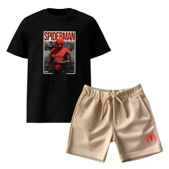conjunto spider-man personagem menino super herói em algodão moderno e juvenil