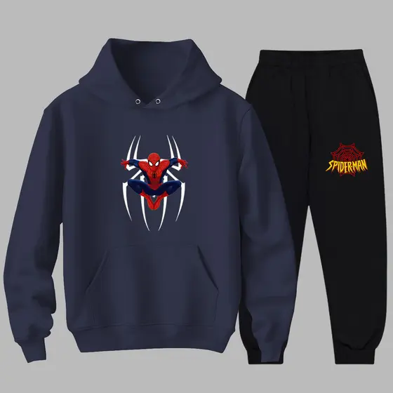 Conjunto Blusa Moletom Com Calça Spider Man Juvenil 6 Ao 16