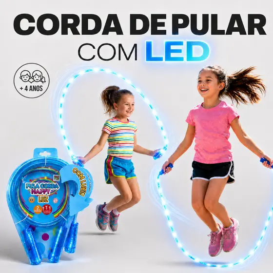 Pula Corda Infantil De Pular Brinquedo Com LED Para Crianças Brincadeira Diversão Dm Toys
