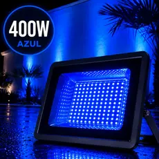 Refletor LED 400W Azul IP66 Bivolt Holofote Externo Festa DJ Decorativo Prova D'Água