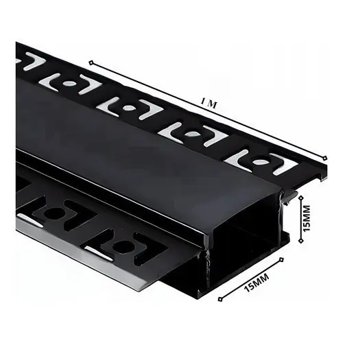 Perfil de Alumínio 1m 15x15 Fino para Fita LED – Sobrepor / Embutir
