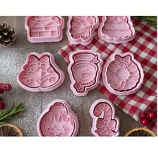 Kit Reforçado - Cortadores de Biscoito de Natal - 8 desenhos diferentes