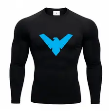 Camiseta Manga Longa Asa Noturna Rash Guard Justa Compressão Aranha
