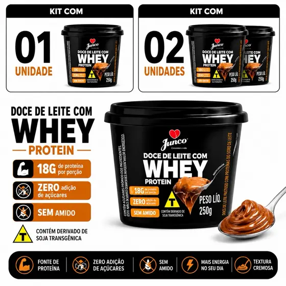 Doce de Leite Pote 250g Zero acucar I Whey protein 18g I Junco
