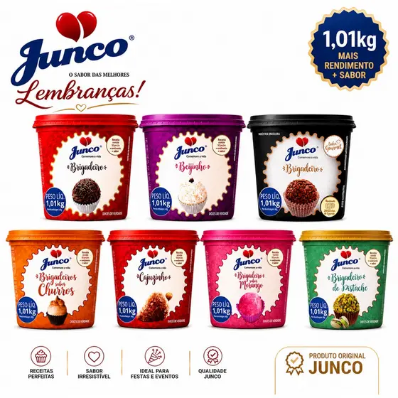 Doce Junco 1,01Kg 7 Sabores Brigadeiro Gourmet I Beijinho I Churros I Morango I Cajuzinho I Pistache