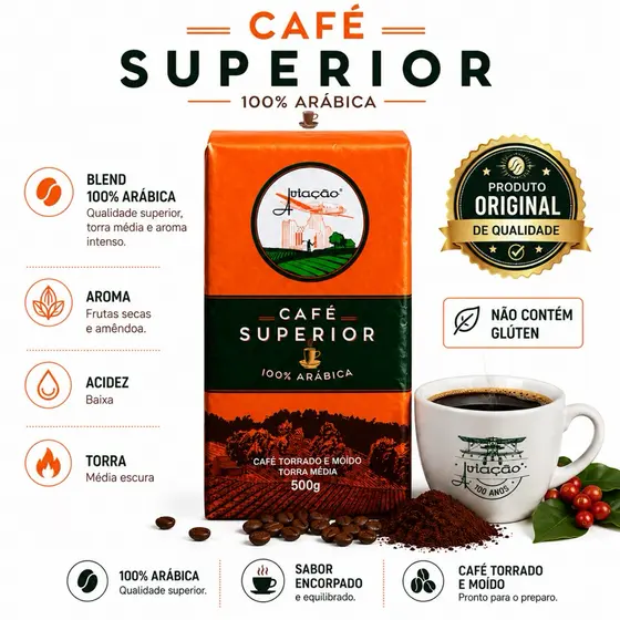 Café Aviação Superior 100% Arábica Torrado e Moído Torra Média 500g Sabor Tradicional I Extra Forte