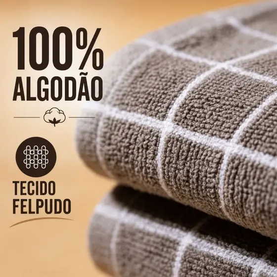 Kit 5 Panos de Copa  xadrez atoalhado 45x65cm Algodão Macio e Resistente