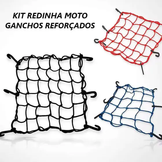 Rede Elástica Moto Bike Redinha Carga Aranha Capacete Estica Reforçada Com ou Sem extensor