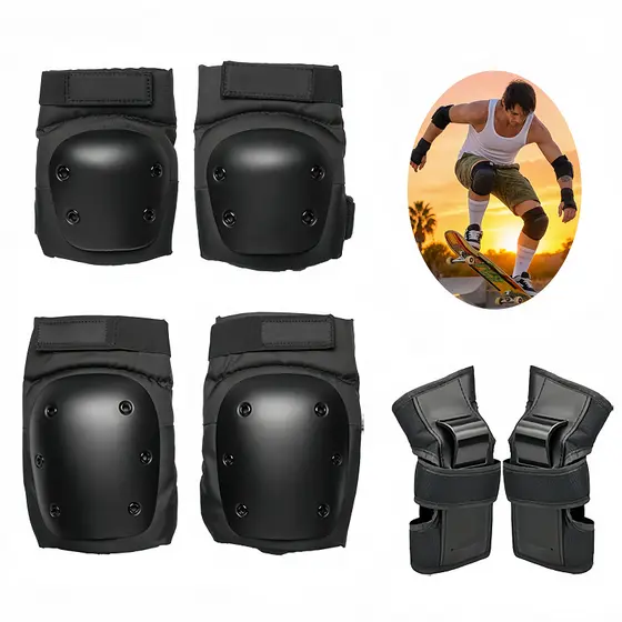 Kit Proteção Adulto/infantil Skate Patins Bike Tam P/M/G,Com saco de rede,Preto