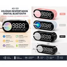 Relógio Despertador Digital com Rádio FM Bluetooth Speaker Portátil USB