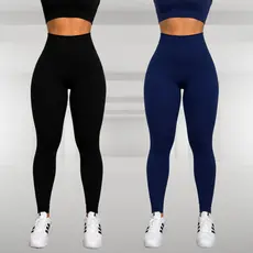 Kit 02 Calças Legging Feminina Fitness Suplex Cintura Alta Zero Transparência Cós Duplo