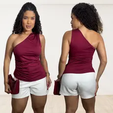 ✨ Blusa Feminina Estilosa com Um Ombro Só Mula Manca Assimétrica Elegante Casual✨