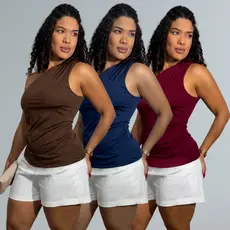 Kit 03 Blusas Feminina Estilosa, Elegante com Um Ombro Só Mula Manca Assimétrica para Festa