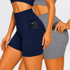 KIT 02 Shorts Feminino Fitness Suplex Bolso Lateral Cós Alto Alta Compressão Zero Transparência