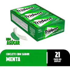 Chiclete Trident Menta Sem Açúcar Caixa Com 21 Unidades 8g